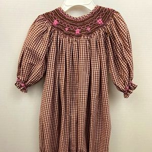 Royal Child Pink and Blue Smock Plaid Romper 12M